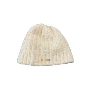 Turtle Fur Knit Beanie Womens Ivory Cable Knit Sherpa Lined Cozy Winter Hat